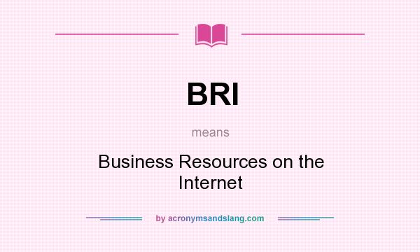 What does BRI mean? It stands for Business Resources on the Internet