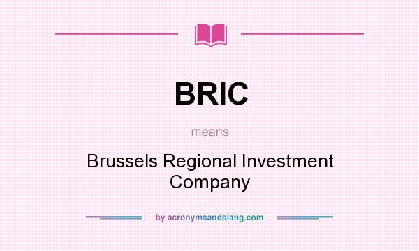 What does BRIC mean? It stands for Brussels Regional Investment Company
