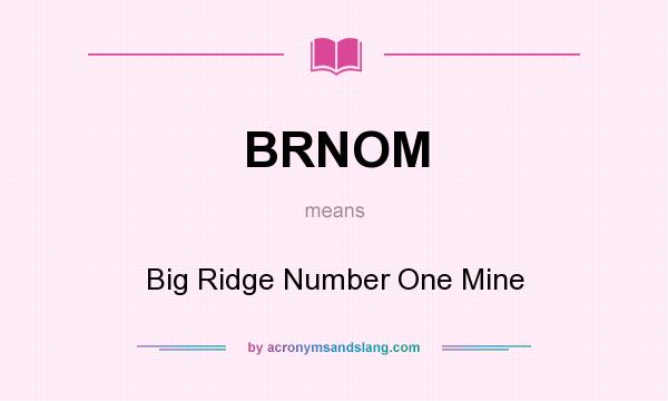 What does BRNOM mean? It stands for Big Ridge Number One Mine