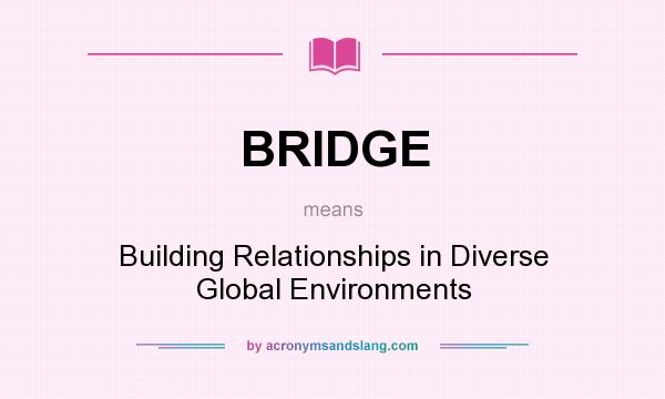 What does BRIDGE mean? It stands for Building Relationships in Diverse Global Environments