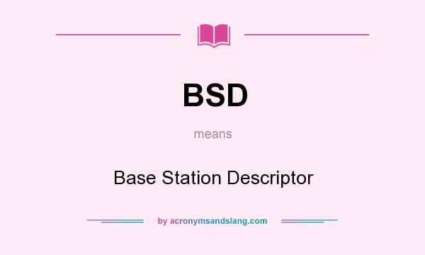 What does BSD mean? It stands for Base Station Descriptor
