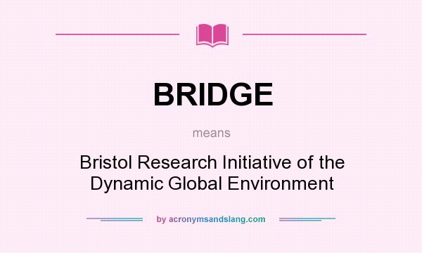 What does BRIDGE mean? It stands for Bristol Research Initiative of the Dynamic Global Environment