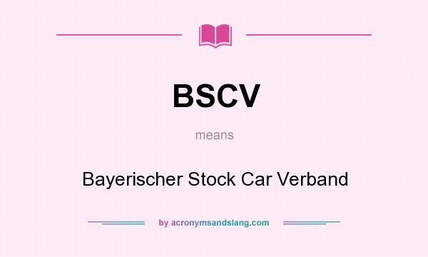 What does BSCV mean? It stands for Bayerischer Stock Car Verband
