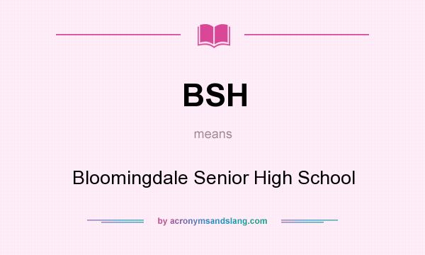 What does BSH mean? It stands for Bloomingdale Senior High School