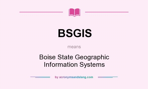 What does BSGIS mean? It stands for Boise State Geographic Information Systems