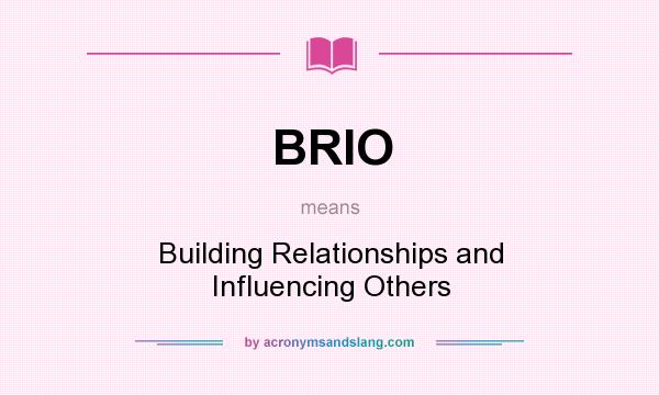 What does BRIO mean? It stands for Building Relationships and Influencing Others
