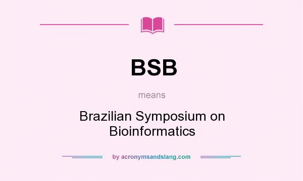 What does BSB mean? It stands for Brazilian Symposium on Bioinformatics