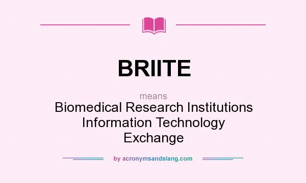 What does BRIITE mean? It stands for Biomedical Research Institutions Information Technology Exchange