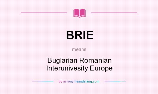 What does BRIE mean? It stands for Buglarian Romanian Interunivesity Europe