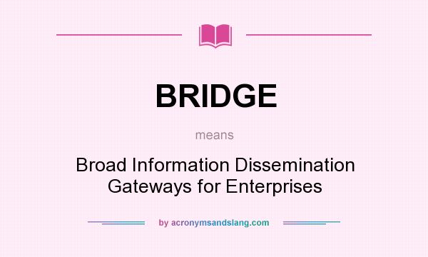 What does BRIDGE mean? It stands for Broad Information Dissemination Gateways for Enterprises