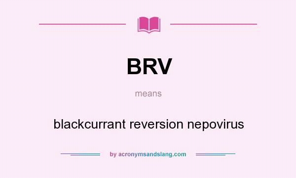 What does BRV mean? It stands for blackcurrant reversion nepovirus