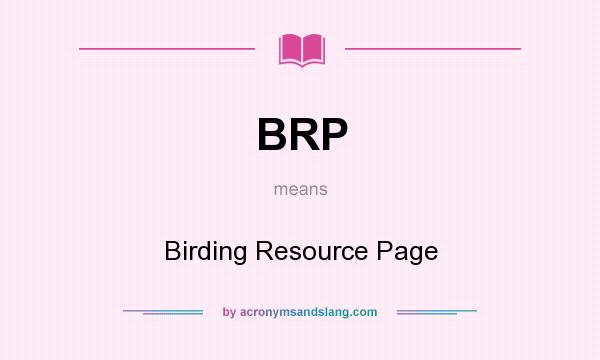 What does BRP mean? It stands for Birding Resource Page