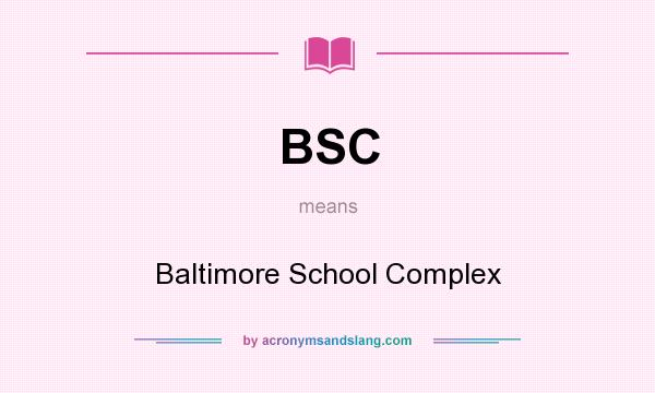 What does BSC mean? It stands for Baltimore School Complex