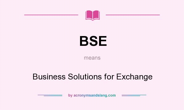 What does BSE mean? It stands for Business Solutions for Exchange