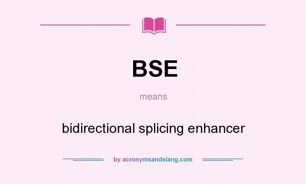 What does BSE mean? It stands for bidirectional splicing enhancer
