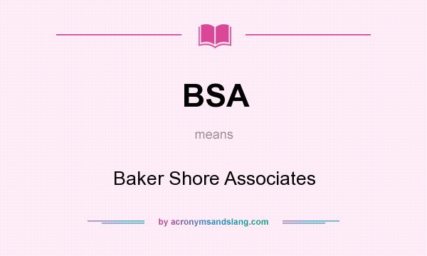 What does BSA mean? It stands for Baker Shore Associates