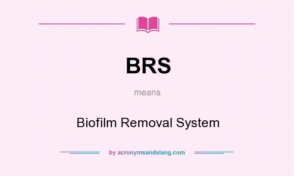 What does BRS mean? It stands for Biofilm Removal System