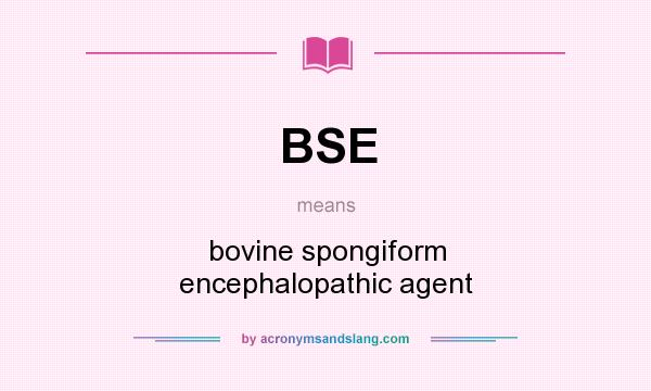 What does BSE mean? It stands for bovine spongiform encephalopathic agent