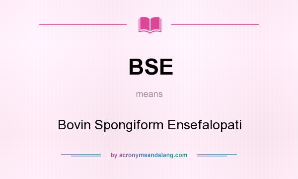 What does BSE mean? It stands for Bovin Spongiform Ensefalopati