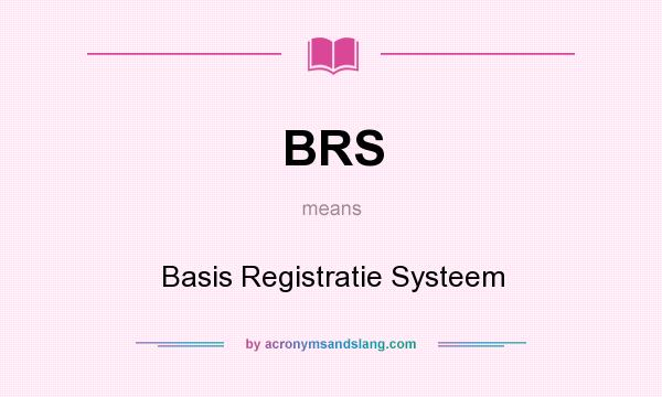 What does BRS mean? It stands for Basis Registratie Systeem