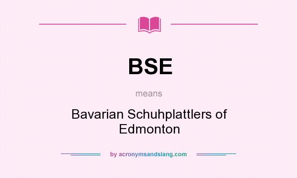 What does BSE mean? It stands for Bavarian Schuhplattlers of Edmonton