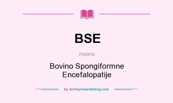 What does BSE mean? It stands for Bovino Spongiformne Encefalopatije