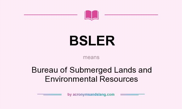 What does BSLER mean? It stands for Bureau of Submerged Lands and Environmental Resources