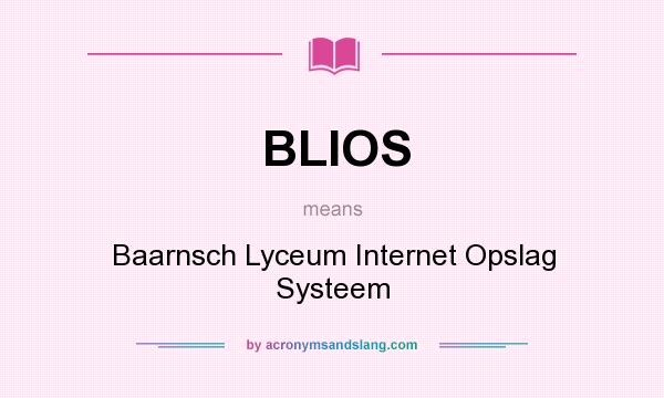 What does BLIOS mean? It stands for Baarnsch Lyceum Internet Opslag Systeem