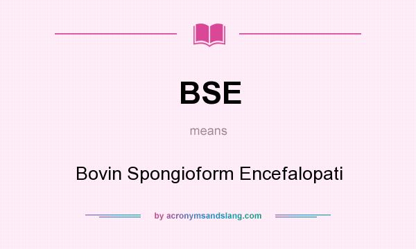 What does BSE mean? It stands for Bovin Spongioform Encefalopati