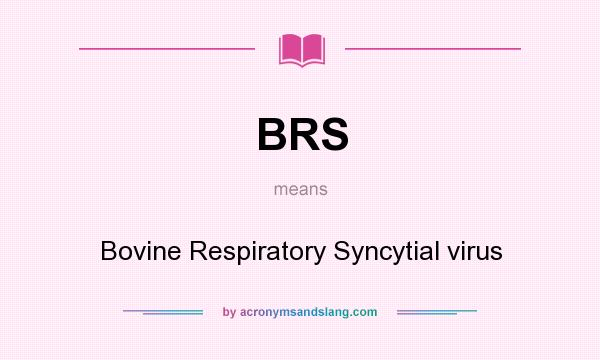 What does BRS mean? It stands for Bovine Respiratory Syncytial virus