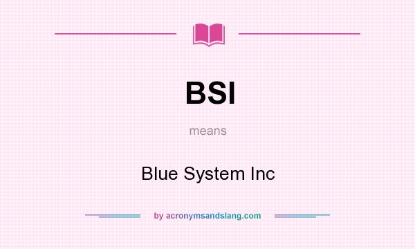 What does BSI mean? It stands for Blue System Inc