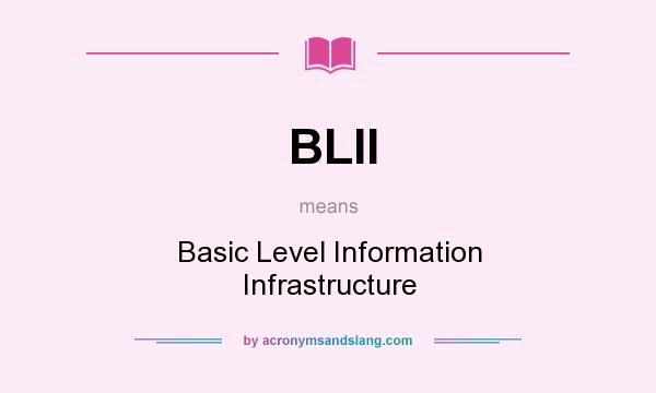 What does BLII mean? It stands for Basic Level Information Infrastructure