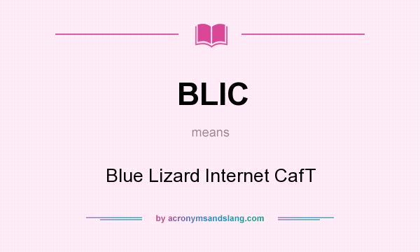 What does BLIC mean? It stands for Blue Lizard Internet CafT