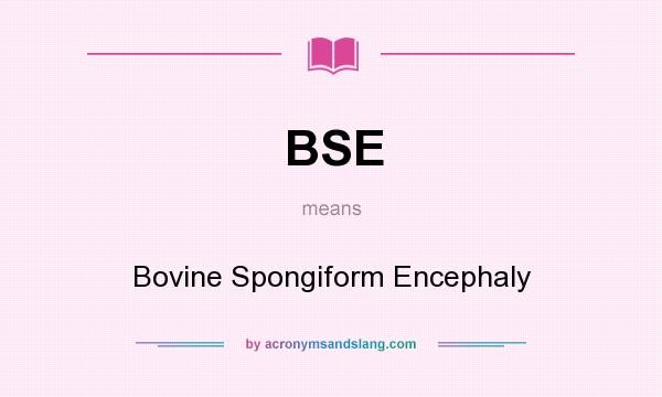 What does BSE mean? It stands for Bovine Spongiform Encephaly