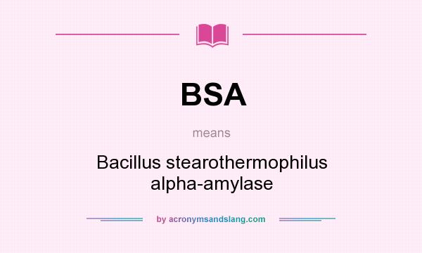 What does BSA mean? It stands for Bacillus stearothermophilus alpha-amylase