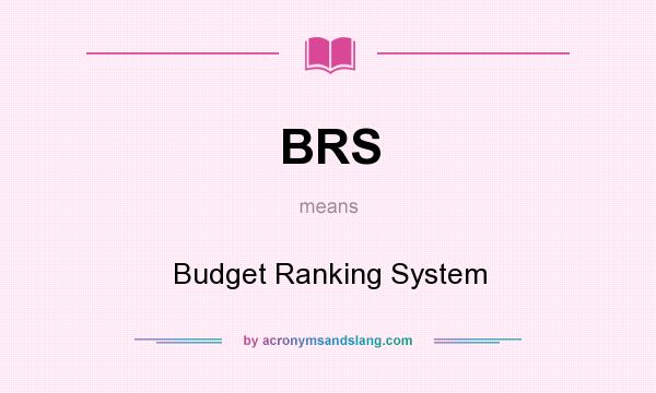 What does BRS mean? It stands for Budget Ranking System