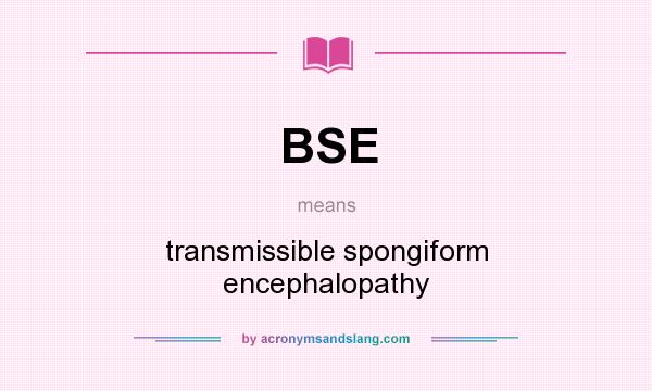 What does BSE mean? It stands for transmissible spongiform encephalopathy