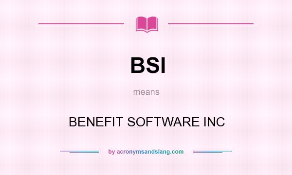What does BSI mean? It stands for BENEFIT SOFTWARE INC