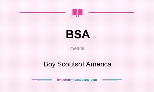 What does BSA mean? It stands for Boy Scoutsof America