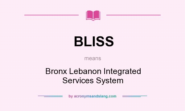 What does BLISS mean? It stands for Bronx Lebanon Integrated Services System