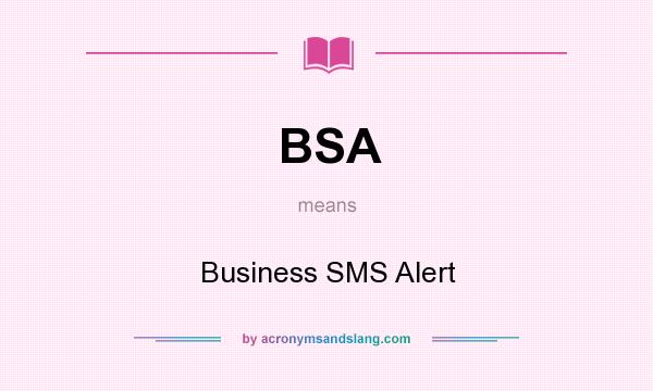What does BSA mean? It stands for Business SMS Alert