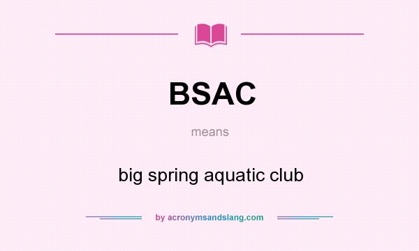 What does BSAC mean? It stands for big spring aquatic club