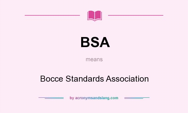 What does BSA mean? It stands for Bocce Standards Association