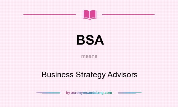What does BSA mean? It stands for Business Strategy Advisors