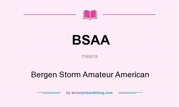 What does BSAA mean? It stands for Bergen Storm Amateur American