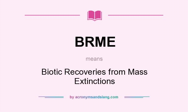 What does BRME mean? It stands for Biotic Recoveries from Mass Extinctions