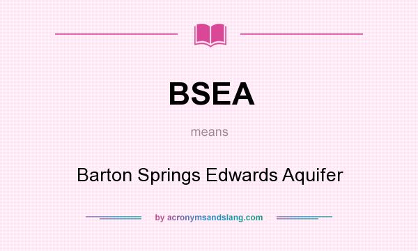 What does BSEA mean? It stands for Barton Springs Edwards Aquifer
