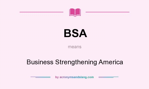 What does BSA mean? It stands for Business Strengthening America