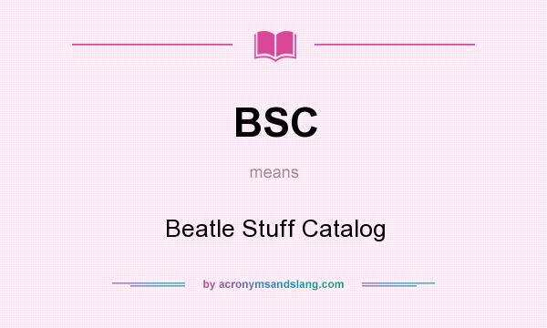 What does BSC mean? It stands for Beatle Stuff Catalog