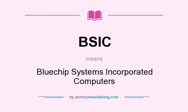 What does BSIC mean? It stands for Bluechip Systems Incorporated Computers